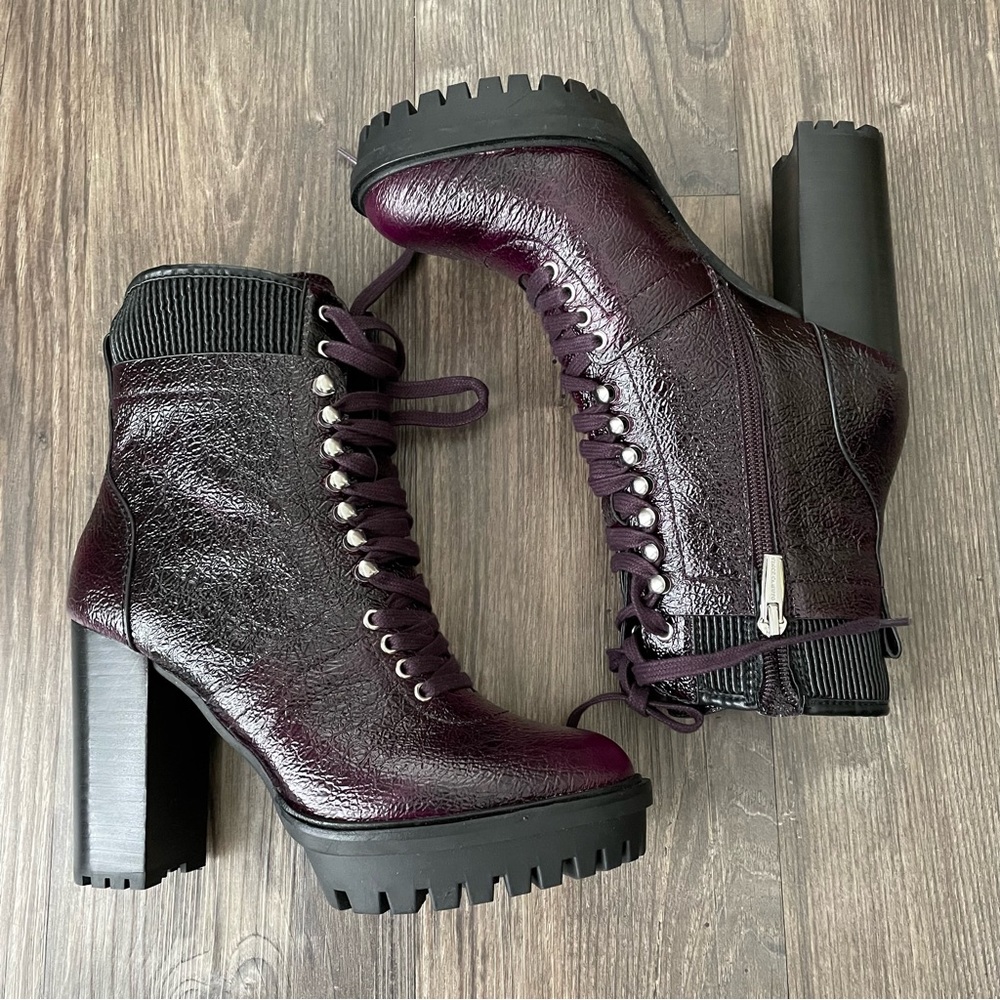 Vince Camuto NEW Deep Plum Colored Platform Ermania Combat Boots - Picture 9 of 14